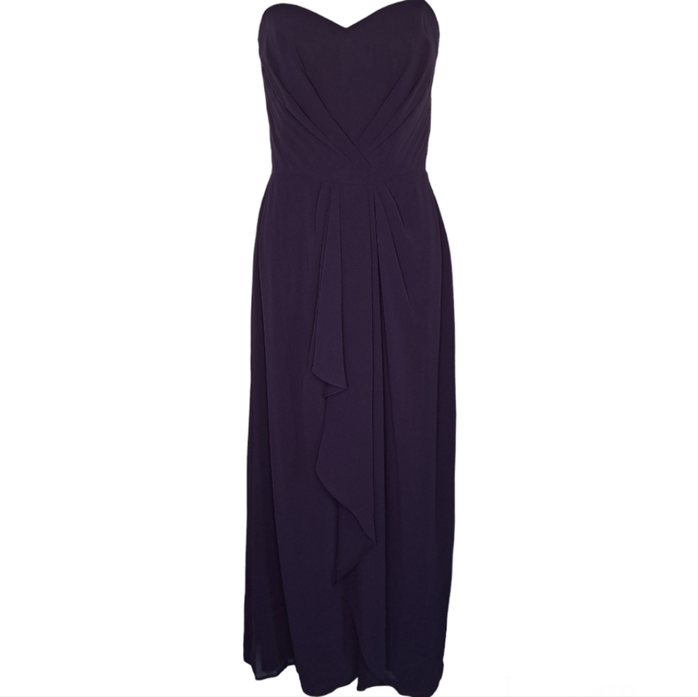 Strapless Formal Floor Length Dress, Chiffon, Size 6 EUC Social Bridesmaids